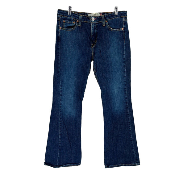 vtg Y2K Levi’s 514 Jeans Sz 11 Juniors Mid Rise Flare Med Wash Bootcut Bell - Picture 1 of 12
